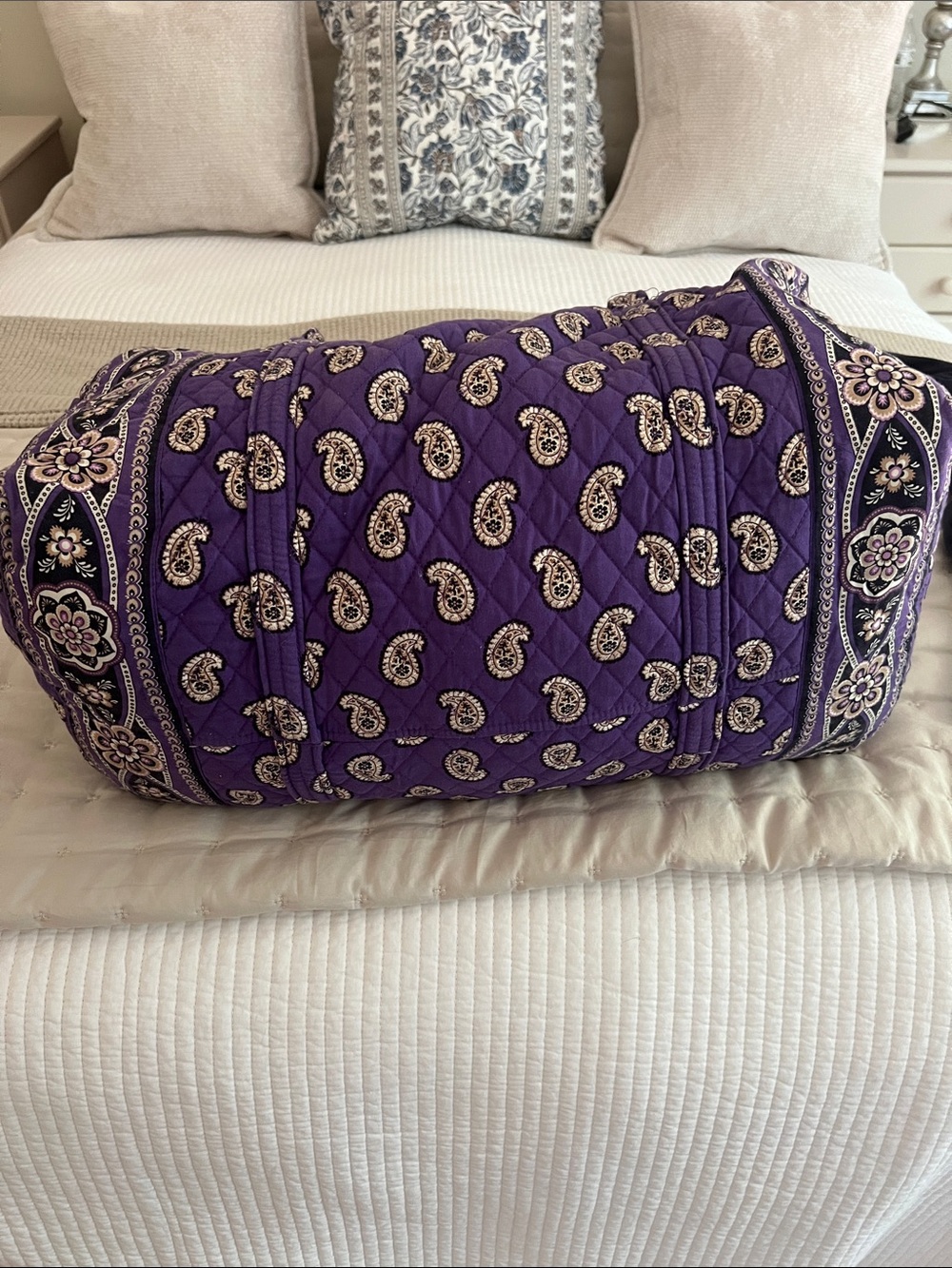 Vera Bradley Purple Paisley Quilted Shoulder Tote - Picture 2 of 3